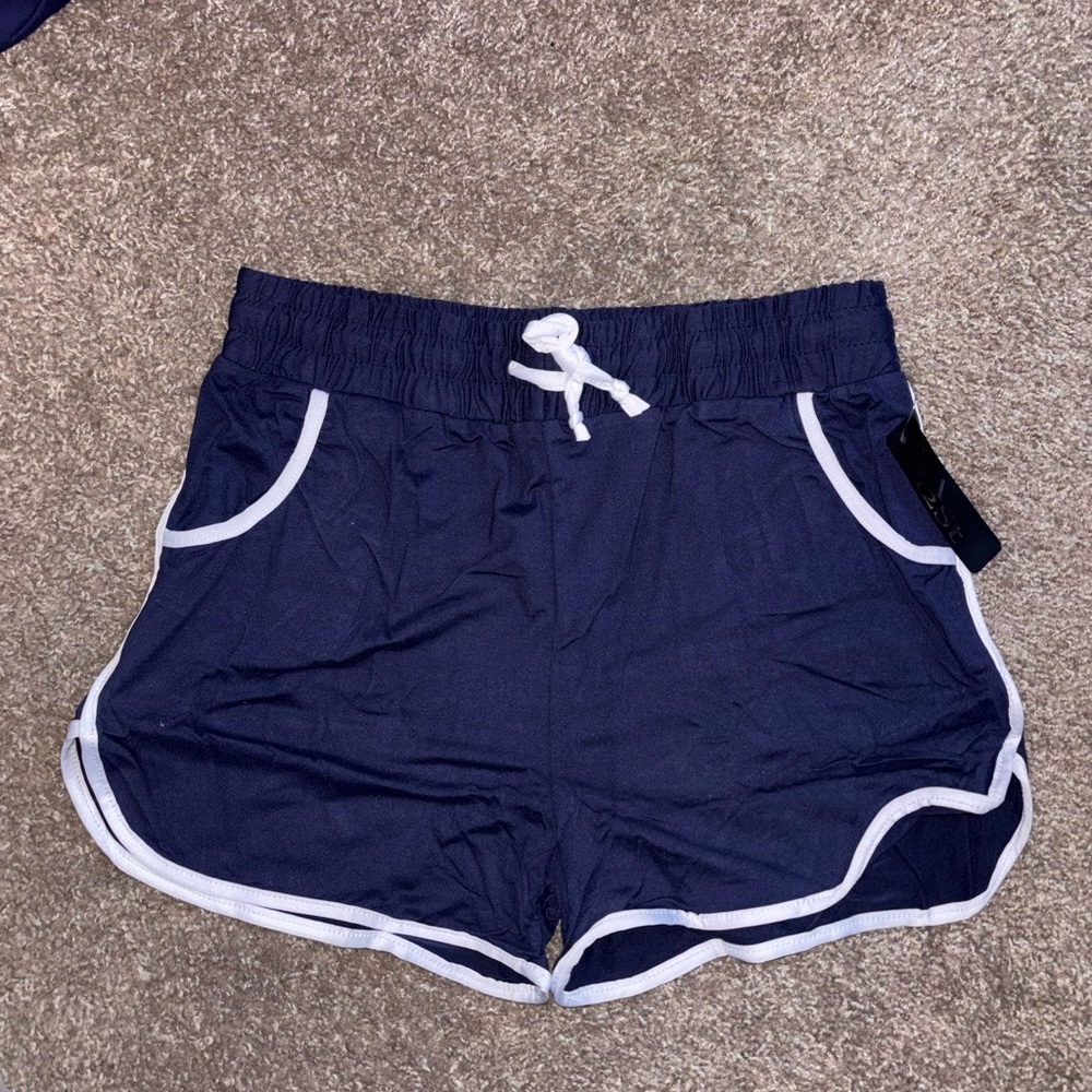 Women's Athletic Shorts in Navy with White Accents
